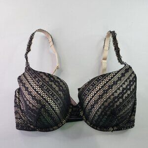 Victoria's Secret Lined Demi Lace Adjustable Strap Bra 34DD Women Black